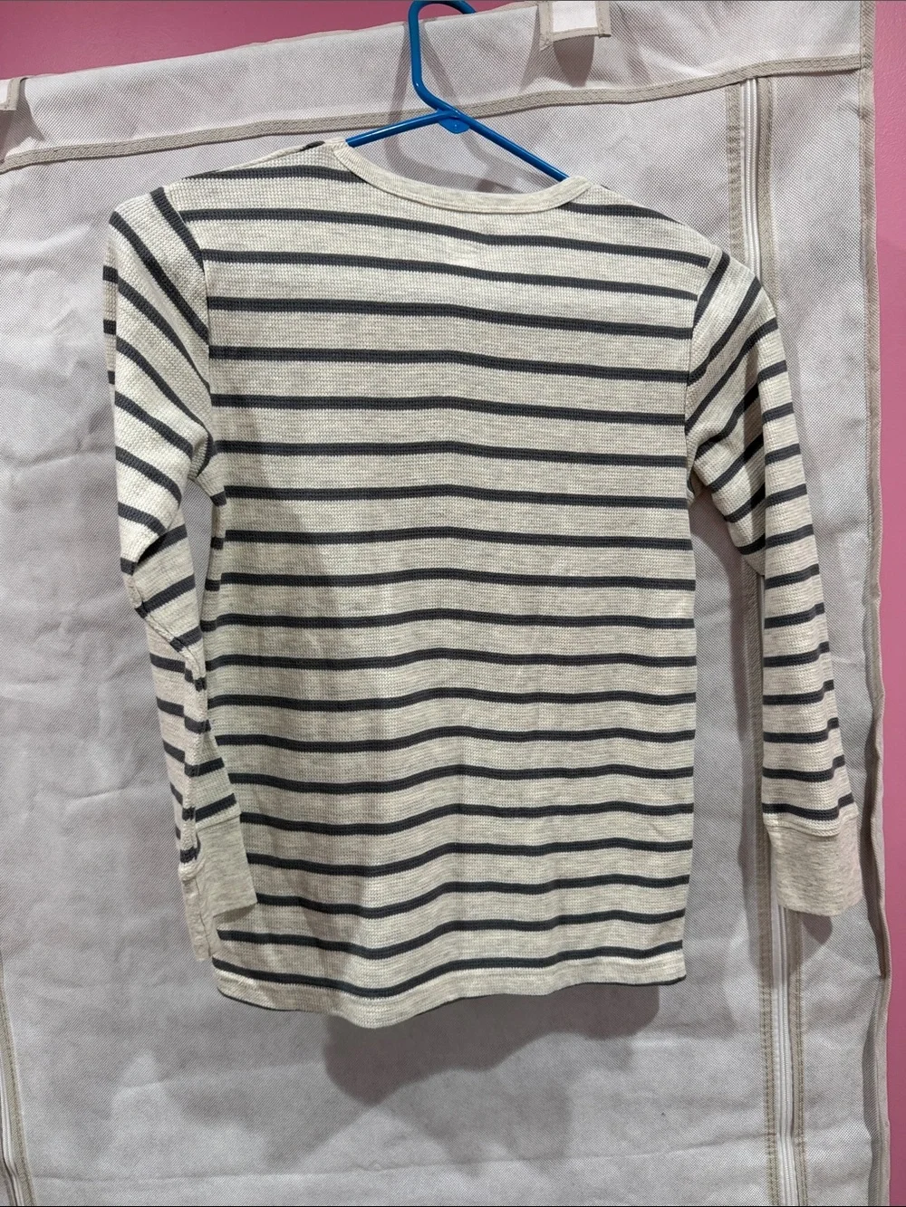 The Children's Place Cream and Navy Striped Long Sleeve Tee